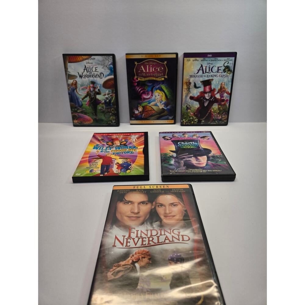 Johnny Depp Bundle 6 Movies Alice in Wonderland |Willy Wonka | Finding Neverland